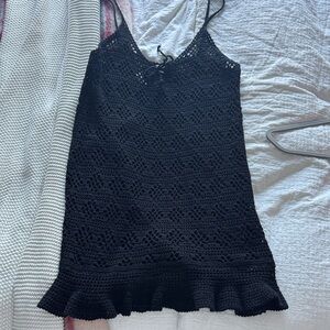 Aerie Black Crochet Cover Up Dress